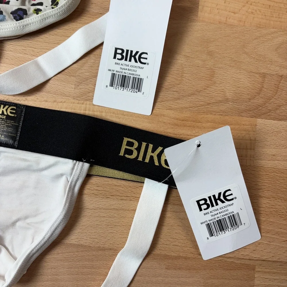 Bike Active Jockstrap Men's Large Lot of 2 Animal Print White New